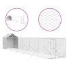 Perrera de exterior con toldo acero galvanizado plata 2x14x2.5m 2