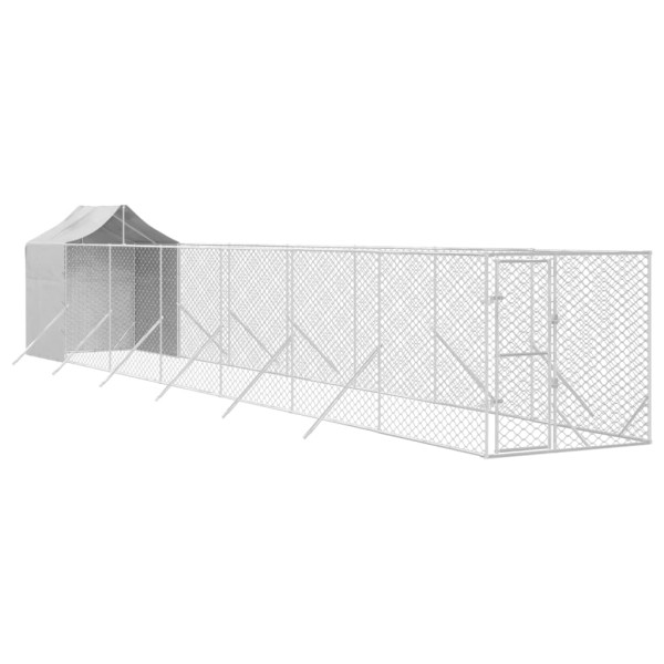 Canil de exterior com teto 2x14x2.5 m aço galvanizado prateado M 3