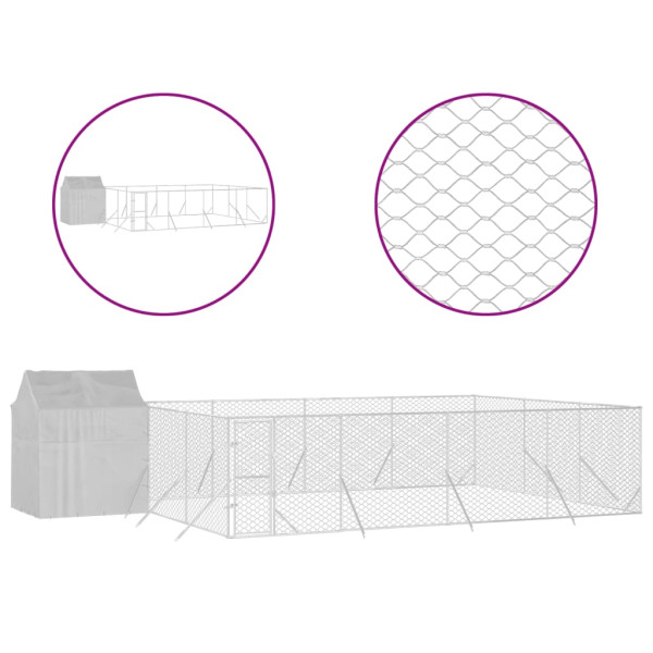 Perrera de exterior con techo acero galvanizado plata 6x6x2.5 m M 2