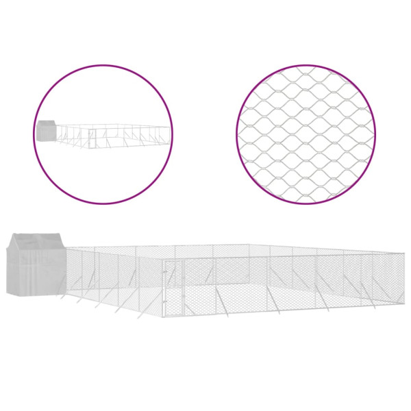 Perrera exterior con toldo acero galvanizado plata 12x12x2.5 m M 2