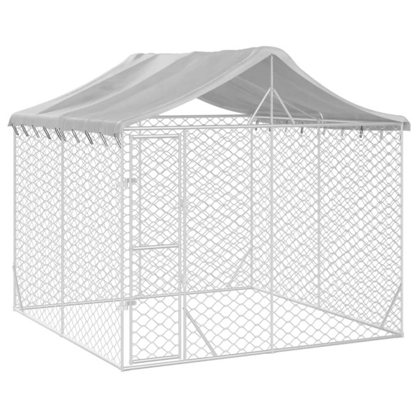 Perrera de exterior con techo acero galvanizado plata 3x3x2.5 m M 3