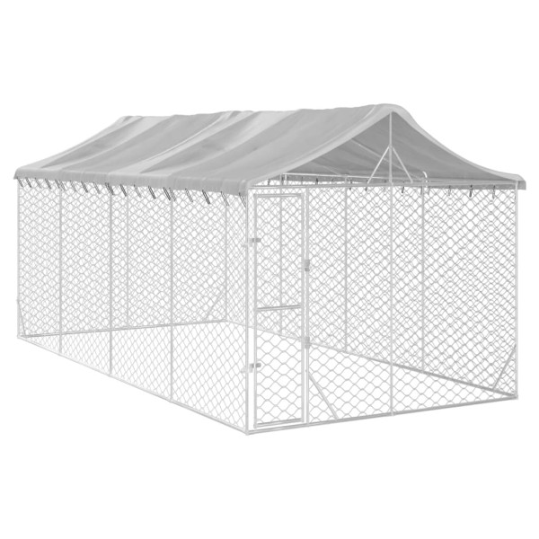 Canil de exterior com teto 3x6x2.5 m aço galvanizado prateado M 3