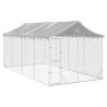 Canil de exterior com teto 3x6x2.5 m aço galvanizado prateado 3