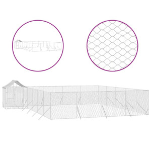 Canil de exterior com teto 10x8x2.5 m aço galvanizado prateado H