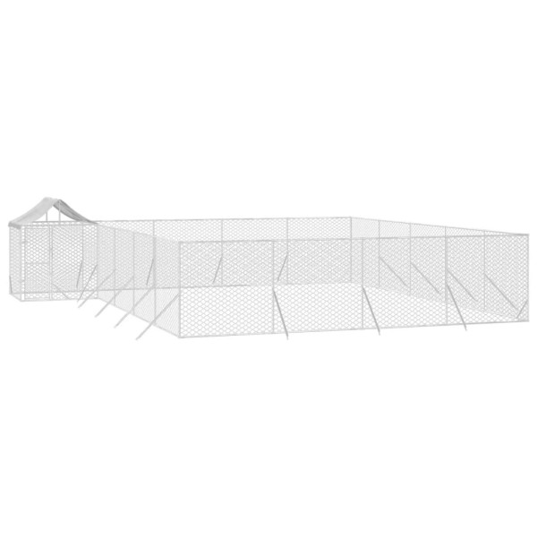 Canil de exterior com teto 10x8x2.5 m aço galvanizado prateado M 3