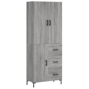 Aparador alto madera contrachapada gris sonoma 69.5x34x180 cm H