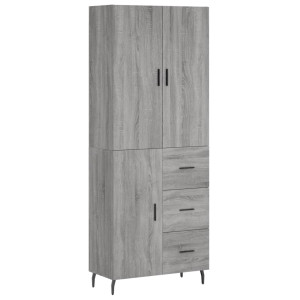Aparador alto madera contrachapada gris sonoma 69.5x34x180 cm H