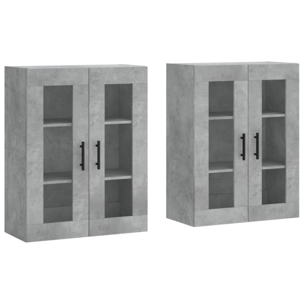 Armarios de pared 2 uds madera de ingeniería gris hormigón M 2