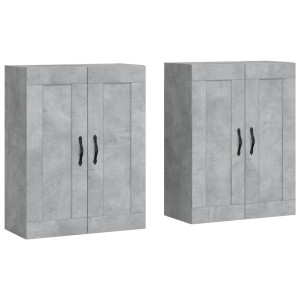 Armarios de pared 2 uds madera de ingeniería gris hormigón H