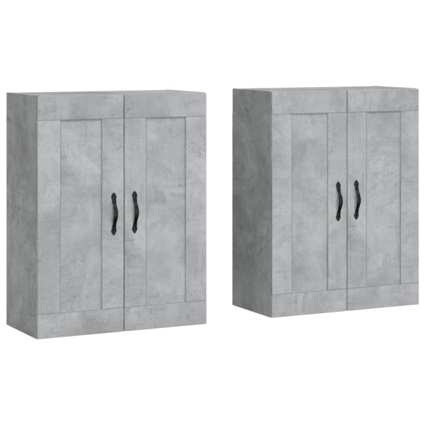 Armarios de pared 2 uds madera de ingeniería gris hormigón M 2