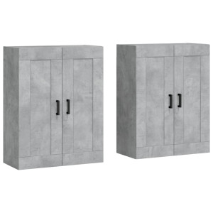 Armarios de pared 2 uds madera de ingeniería gris hormigón H