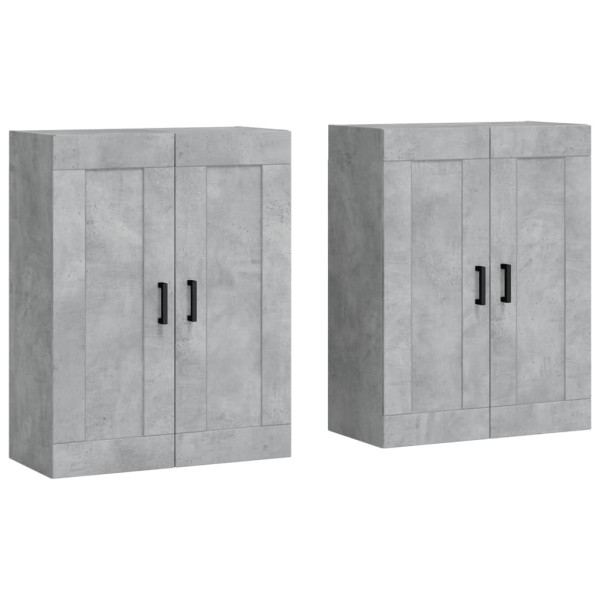 Armarios de pared 2 uds madera de ingeniería gris hormigón M 2