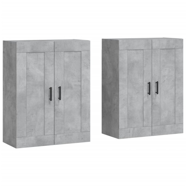Armarios de pared 2 uds madera de ingeniería gris hormigón M 2