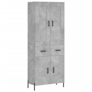 Aparador alto madera contrachapada gris hormigón 69.5x34x180 cm H