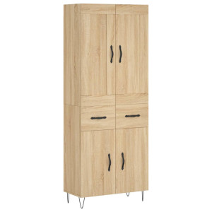 Aparador alto madera contrachapada color roble 69.5x34x180 cm H