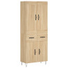 Aparador alto madera contrachapada color roble 69.5x34x180 cm 2