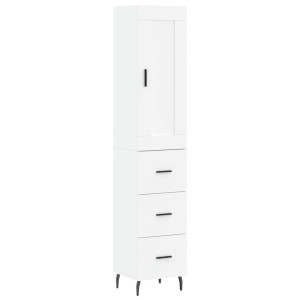 Aparador alto madera contrachapada blanco 34.5x34x180 cm H