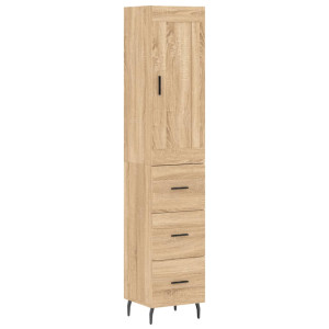 Aparador de madera contrachapada roble Sonoma 34.5x34x180 cm H