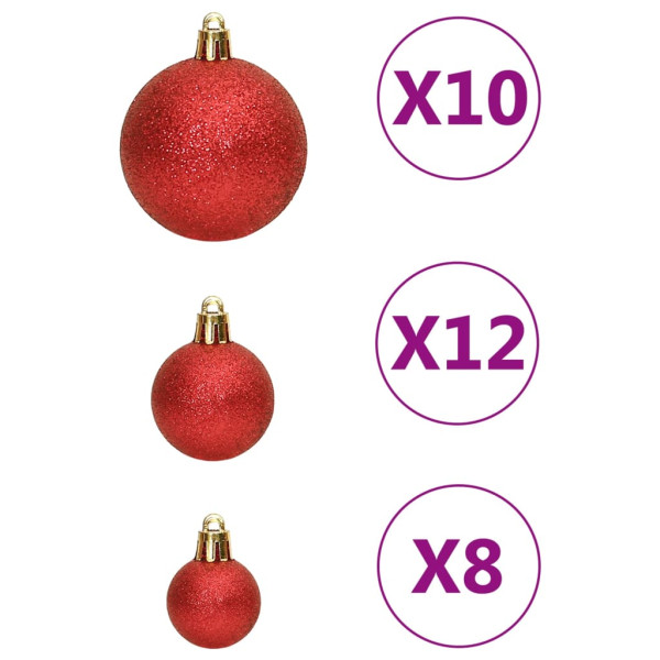 Juego de bolas de Navidad 111 pzas poliestireno rojo M 5