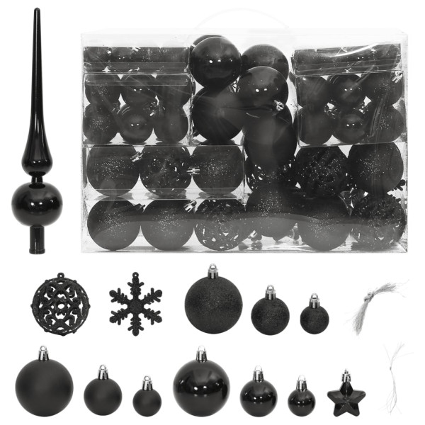 Juego de bolas de Navidad 111 pzas poliestireno negro D