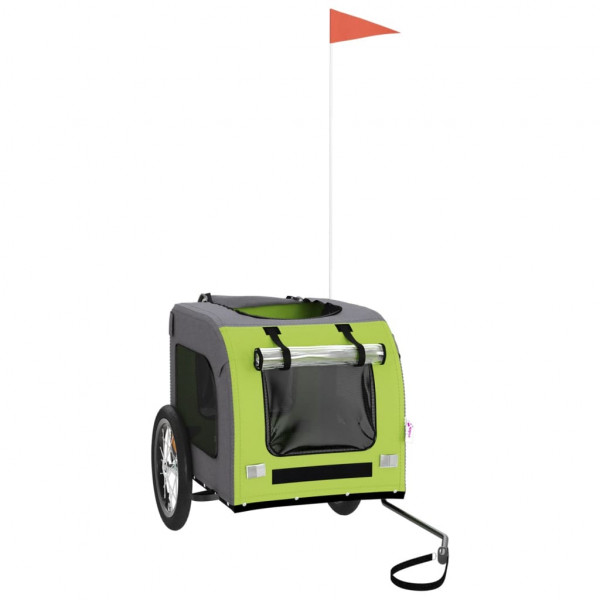 Remolque de bicicleta para perros hierro tela Oxford verde gris M 3