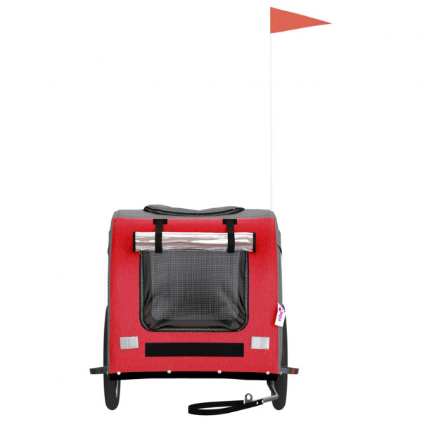 Reboque bicicleta p/ animais tecido oxford/ferro vermelho/cinza M 4