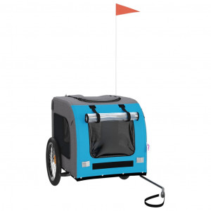 Remolque de bicicleta para perros hierro tela Oxford azul gris H