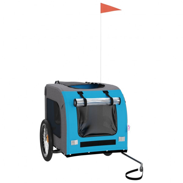 Remolque de bicicleta para perros hierro tela Oxford azul gris M 3