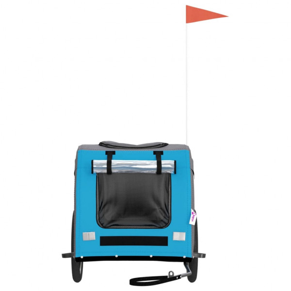 Reboque bicicleta p/ animais tecido oxford/ferro azul/cinza M 4