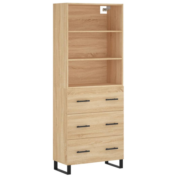 Aparador alto madera contrachapada color roble 69.5x34x180 cm M 2