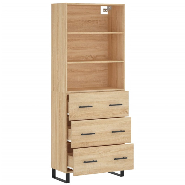 Aparador alto madera contrachapada color roble 69.5x34x180 cm M 4