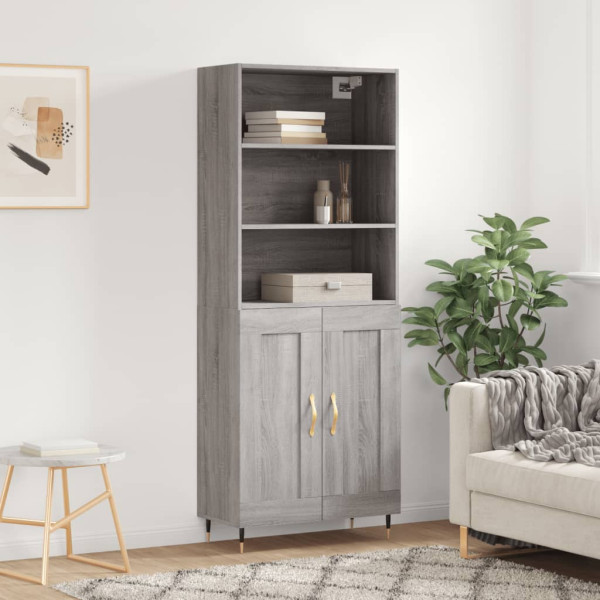 Aparador alto madera contrachapada gris sonoma 69.5x34x180 cm D