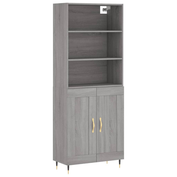 Aparador alto madera contrachapada gris sonoma 69.5x34x180 cm M 2