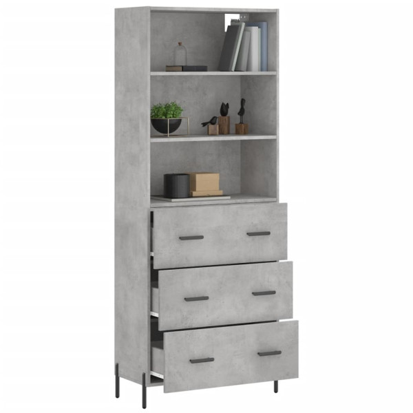 Aparador alto madera contrachapada gris hormigón 69.5x34x180 cm M 3