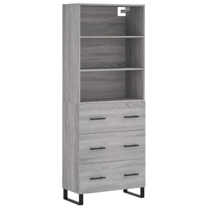 Aparador alto madera contrachapada gris sonoma 69.5x34x180 cm H