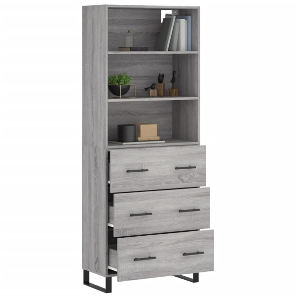 Aparador alto madera contrachapada gris sonoma 69.5x34x180 cm M 3