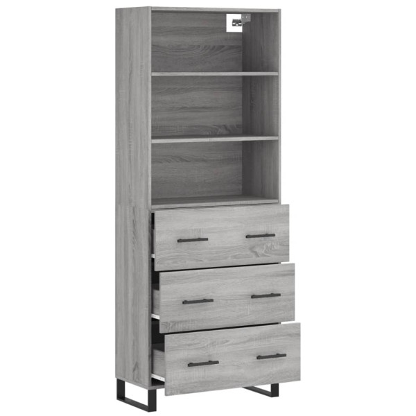 Aparador alto madera contrachapada gris sonoma 69.5x34x180 cm M 4