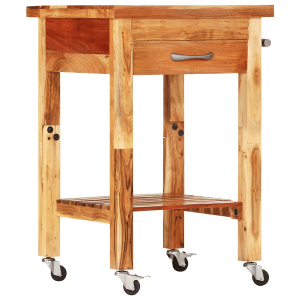 Carrito de cocina madera maciza de acacia 55x55x89 cm D