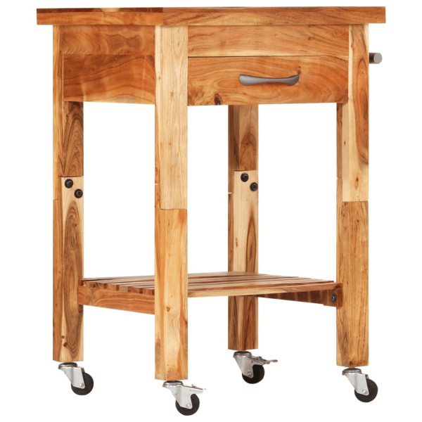 Carrito de cocina madera maciza de acacia 55x55x89 cm M 2