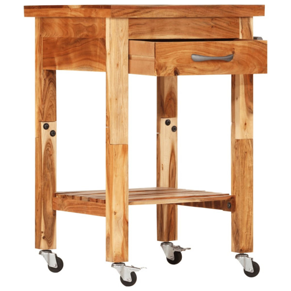 Carrito de cocina madera maciza de acacia 55x55x89 cm M 3