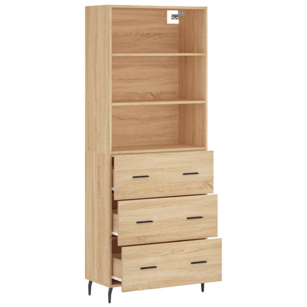 Aparador alto madera contrachapada color roble 69.5x34x180 cm M 4
