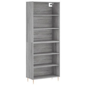 Aparador alto madera ingeniería gris hormigón 69.5x32.5x180 cm H