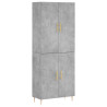 Aparador alto madera contrachapada gris hormigón 69.5x34x180 cm 2