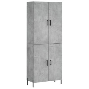 Aparador alto madera contrachapada gris hormigón 69.5x34x180 cm H