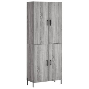 Aparador alto madera contrachapada gris sonoma 69.5x34x180 cm H
