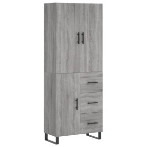 Aparador alto madera contrachapada gris sonoma 69.5x34x180 cm H