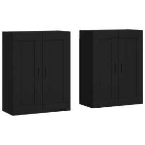 Móveis de parede 2 pcs derivados de madeira preto H
