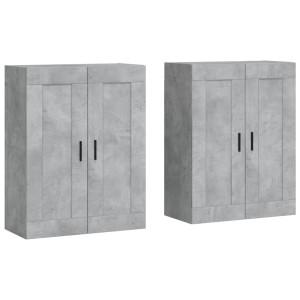 Armarios de pared 2 uds madera de ingeniería gris hormigón H