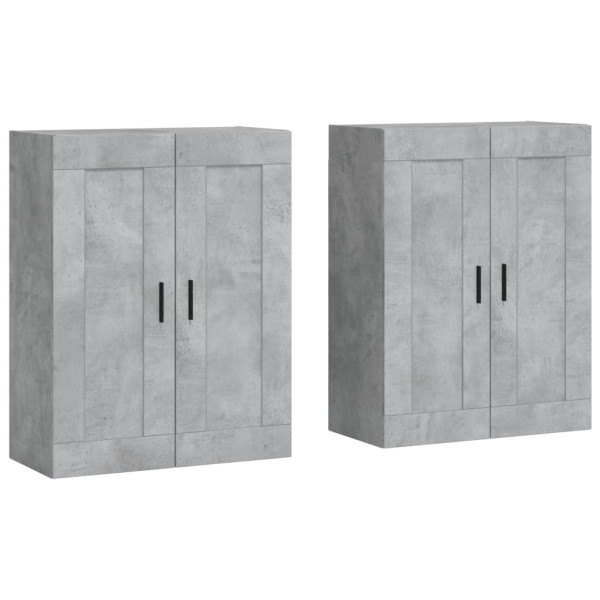 Armarios de pared 2 uds madera de ingeniería gris hormigón M 2