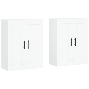 Armarios de pared 2 uds madera de ingeniería blanco H